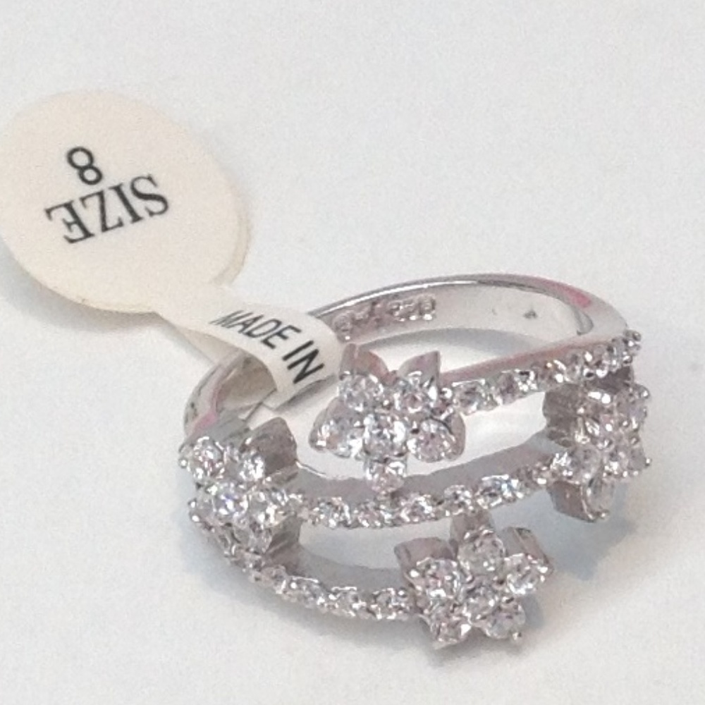 Gorgeous Sterling CZ Flower Ring